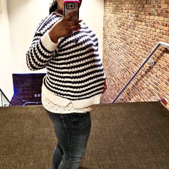 Motherhood Maternity Sweaters - 3/$25 Blue and white stripe Maternity Sweater